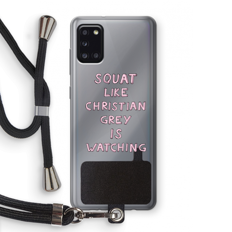 Christian Grey: Samsung Galaxy A31 Transparant Hoesje met koord