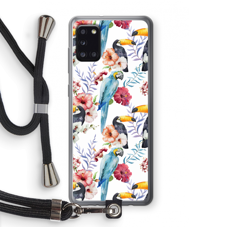 Bloemen tukan: Samsung Galaxy A31 Transparant Hoesje met koord