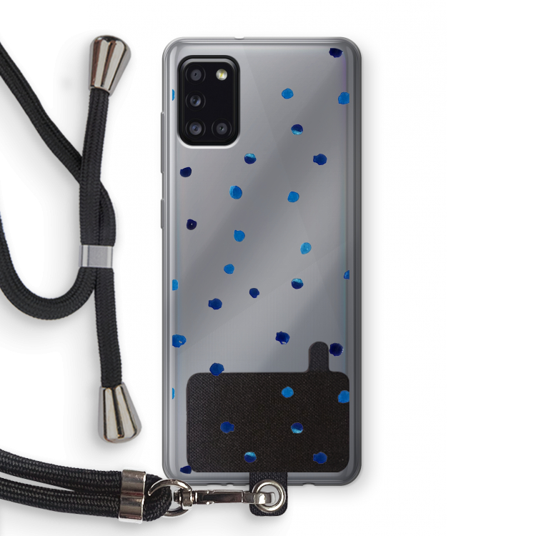 Blauwe stippen: Samsung Galaxy A31 Transparant Hoesje met koord