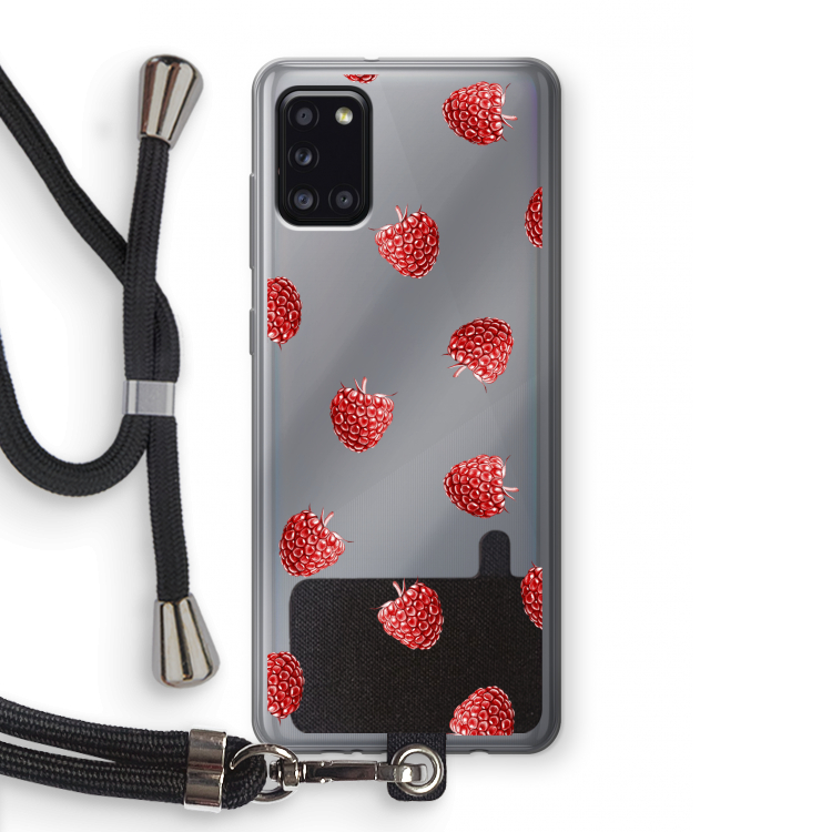 Framboosjes: Samsung Galaxy A31 Transparant Hoesje met koord