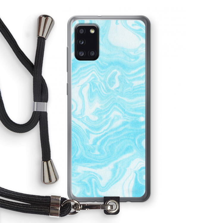 Waterverf blauw: Samsung Galaxy A31 Transparant Hoesje met koord