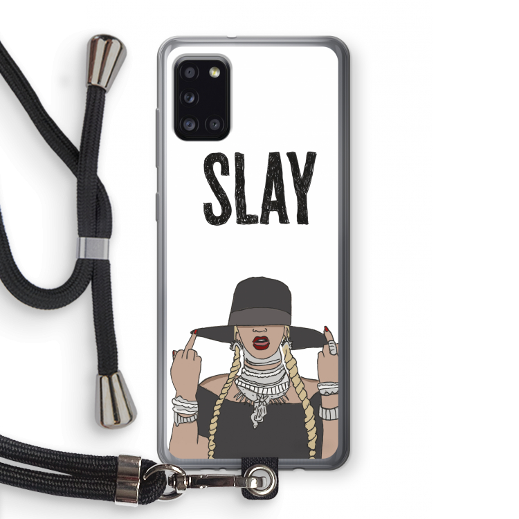 Slay All Day: Samsung Galaxy A31 Transparant Hoesje met koord