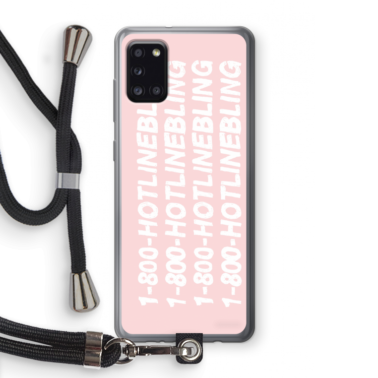 Hotline bling pink: Samsung Galaxy A31 Transparant Hoesje met koord