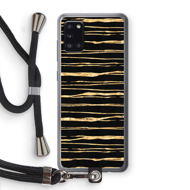 Gouden strepen: Samsung Galaxy A31 Transparant Hoesje met koord