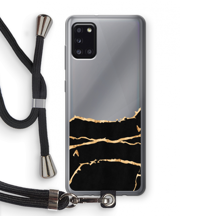 Gouden marmer: Samsung Galaxy A31 Transparant Hoesje met koord