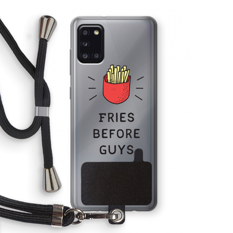 Fries before guys: Samsung Galaxy A31 Transparant Hoesje met koord