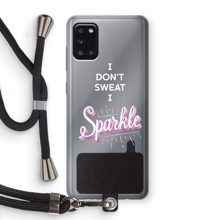 Sparkle quote: Samsung Galaxy A31 Transparant Hoesje met koord