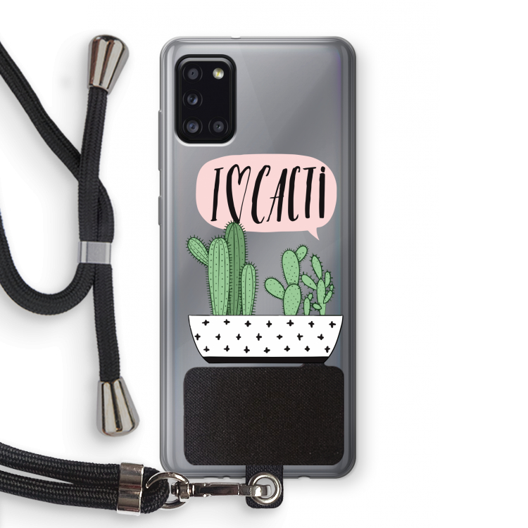 I love cacti: Samsung Galaxy A31 Transparant Hoesje met koord