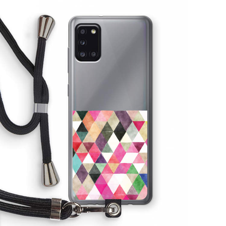 Gekleurde driehoekjes: Samsung Galaxy A31 Transparant Hoesje met koord