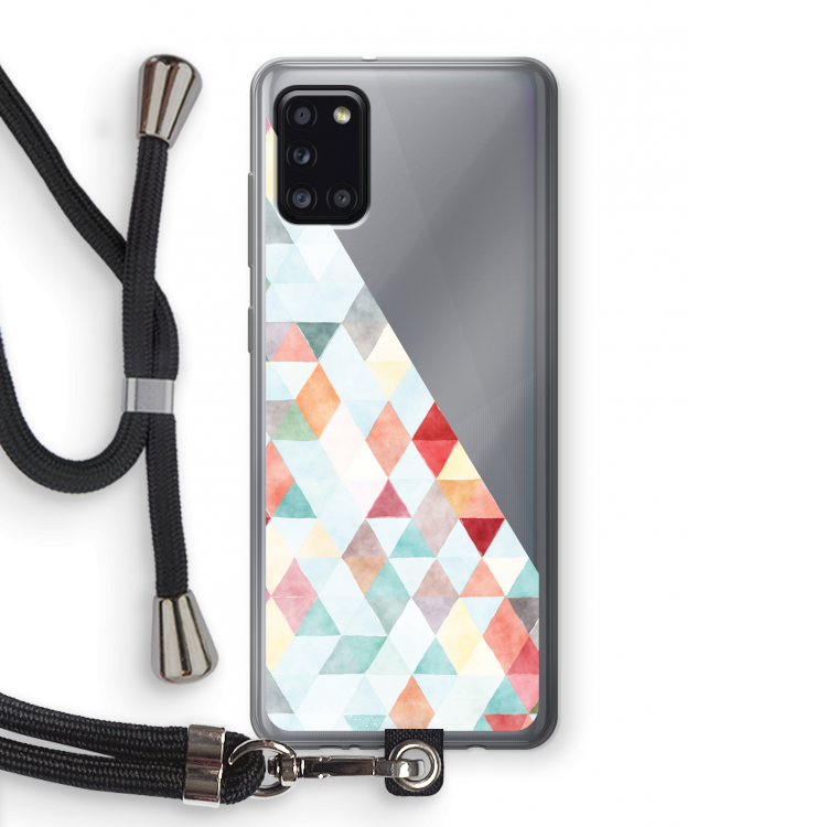 Gekleurde driehoekjes pastel: Samsung Galaxy A31 Transparant Hoesje met koord
