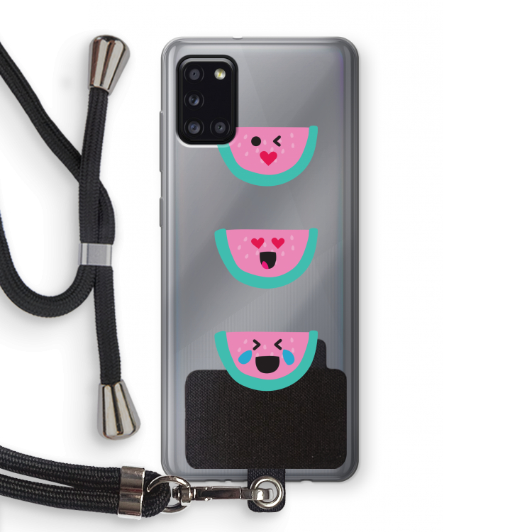Smiley watermeloen: Samsung Galaxy A31 Transparant Hoesje met koord