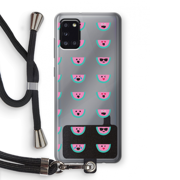 Smiley watermeloenprint: Samsung Galaxy A31 Transparant Hoesje met koord