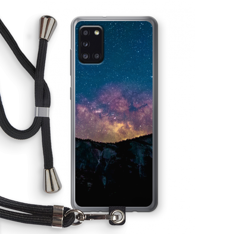 Travel to space: Samsung Galaxy A31 Transparant Hoesje met koord