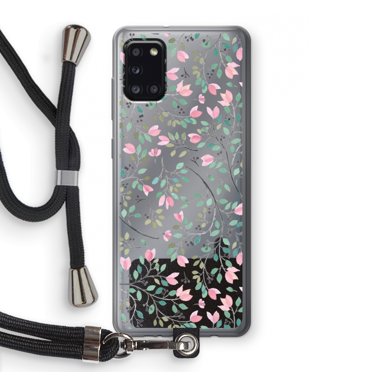 Sierlijke bloemen: Samsung Galaxy A31 Transparant Hoesje met koord