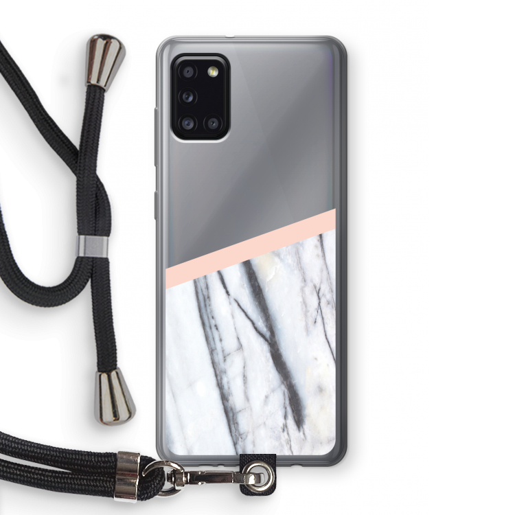 A touch of peach: Samsung Galaxy A31 Transparant Hoesje met koord