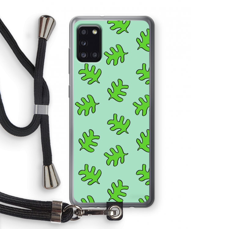 Groene blaadjes: Samsung Galaxy A31 Transparant Hoesje met koord