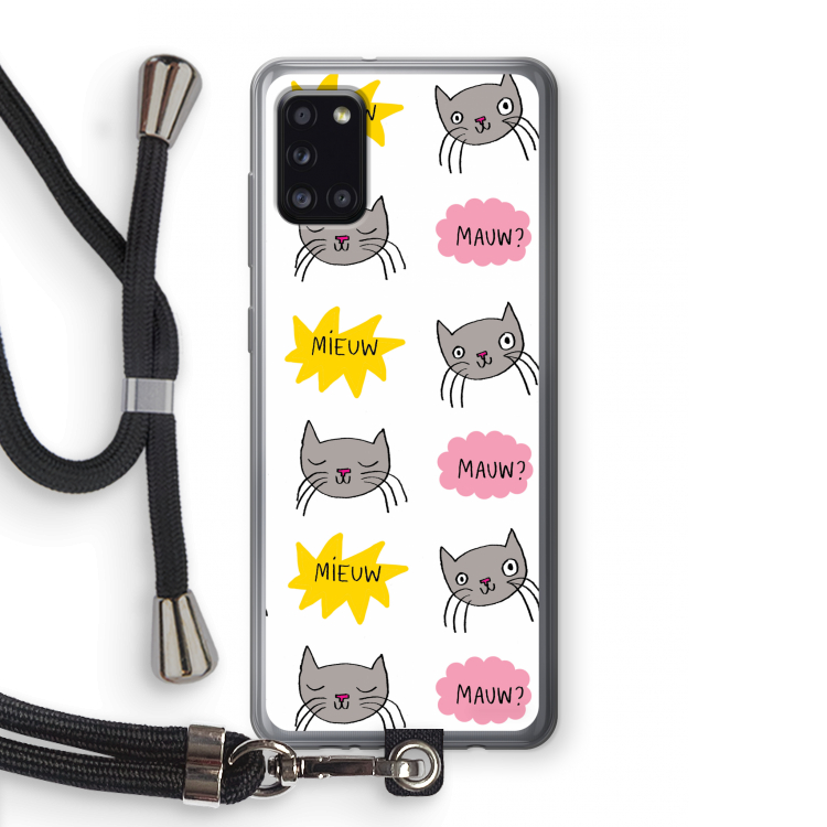 Meow: Samsung Galaxy A31 Transparant Hoesje met koord