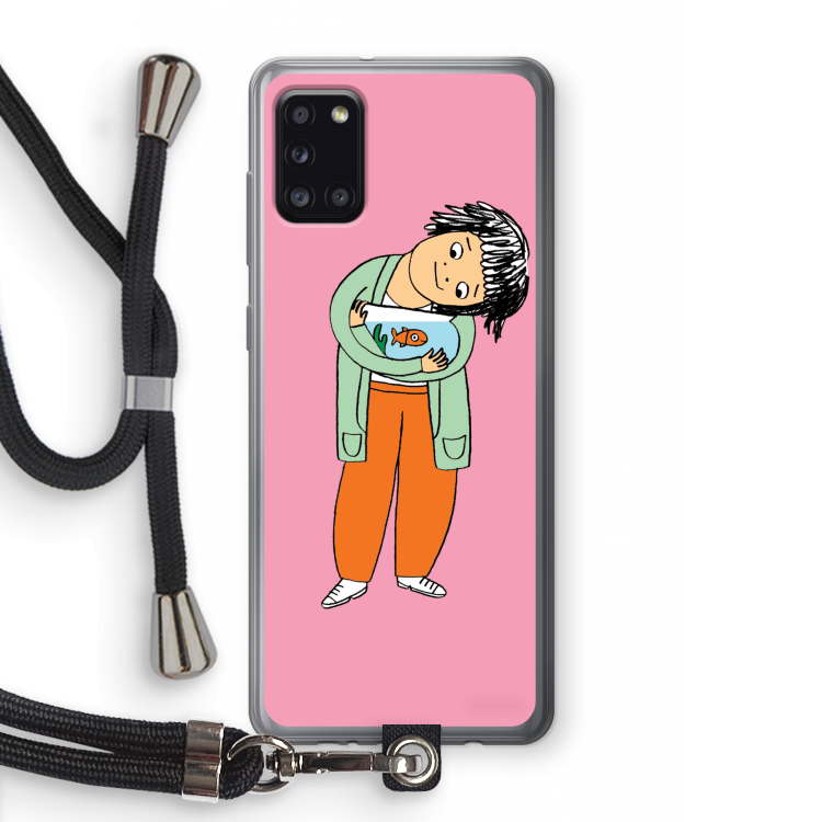Visknuffel: Samsung Galaxy A31 Transparant Hoesje met koord