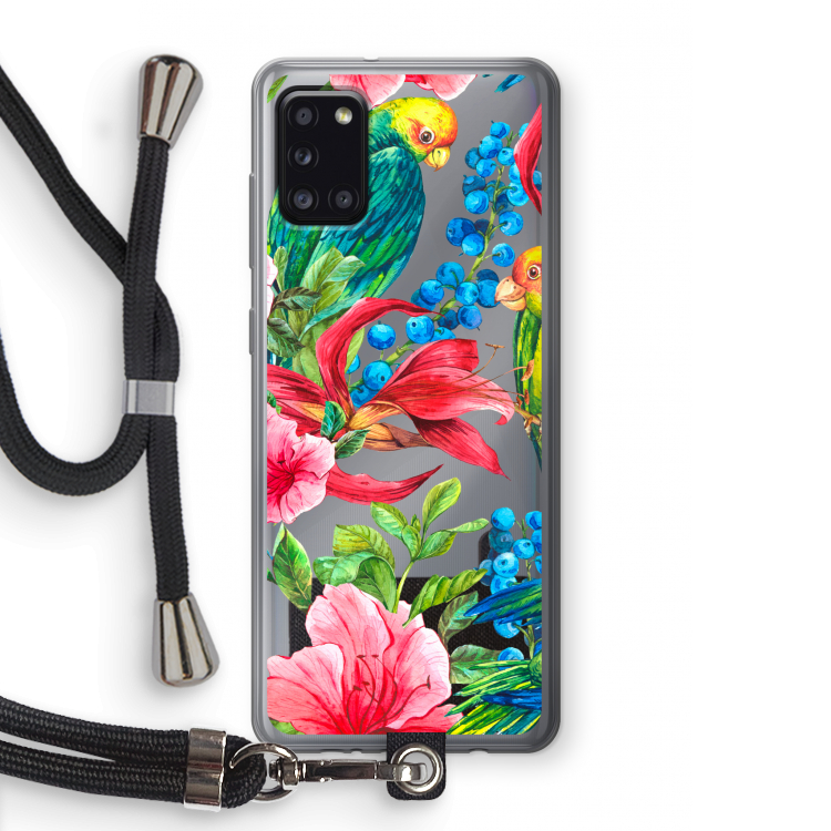 Papegaaien: Samsung Galaxy A31 Transparant Hoesje met koord