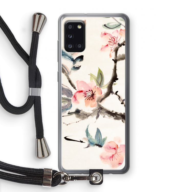 Japanse bloemen: Samsung Galaxy A31 Transparant Hoesje met koord