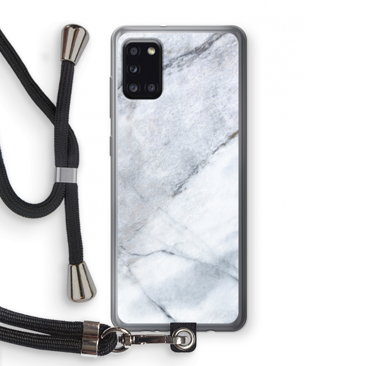 Witte marmer: Samsung Galaxy A31 Transparant Hoesje met koord