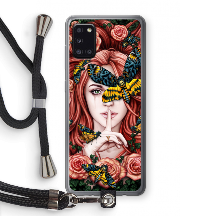 Lady Moth: Samsung Galaxy A31 Transparant Hoesje met koord