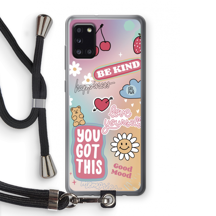Positivity: Samsung Galaxy A31 Transparant Hoesje met koord