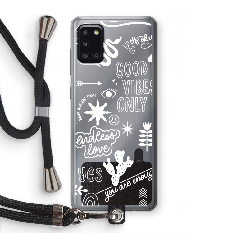 Good vibes: Samsung Galaxy A31 Transparant Hoesje met koord