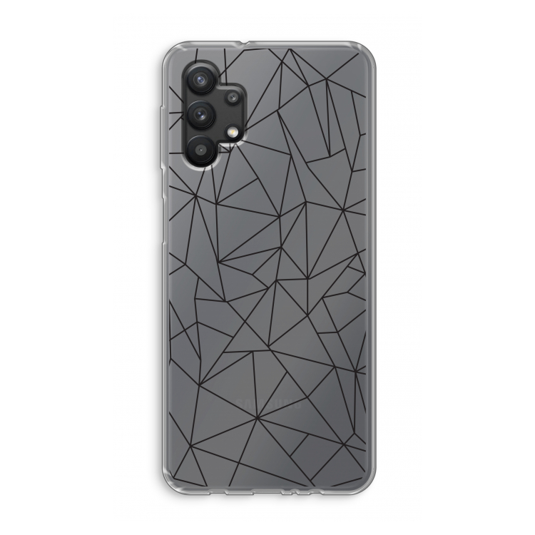 Geometrische lijnen zwart: Samsung Galaxy A32 5G Transparant Hoesje
