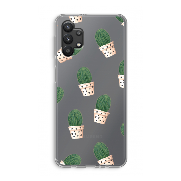 Cactusprint roze: Samsung Galaxy A32 5G Transparant Hoesje