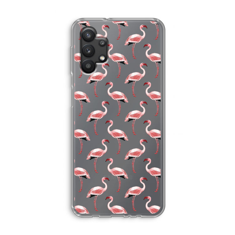 Flamingoprint groen: Samsung Galaxy A32 5G Transparant Hoesje