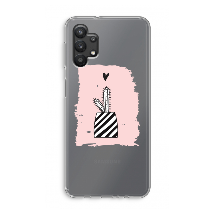 Zwart-wit cactus: Samsung Galaxy A32 5G Transparant Hoesje