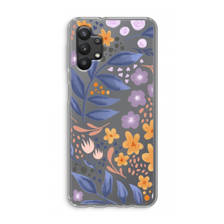 Flowers with blue leaves: Samsung Galaxy A32 5G Transparant Hoesje