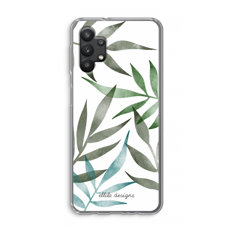 Tropical watercolor leaves: Samsung Galaxy A32 5G Transparant Hoesje
