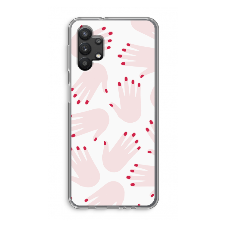 Hands pink: Samsung Galaxy A32 5G Transparant Hoesje