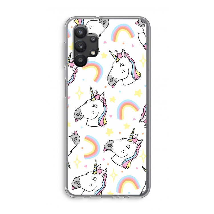 Rainbow Unicorn: Samsung Galaxy A32 5G Transparant Hoesje