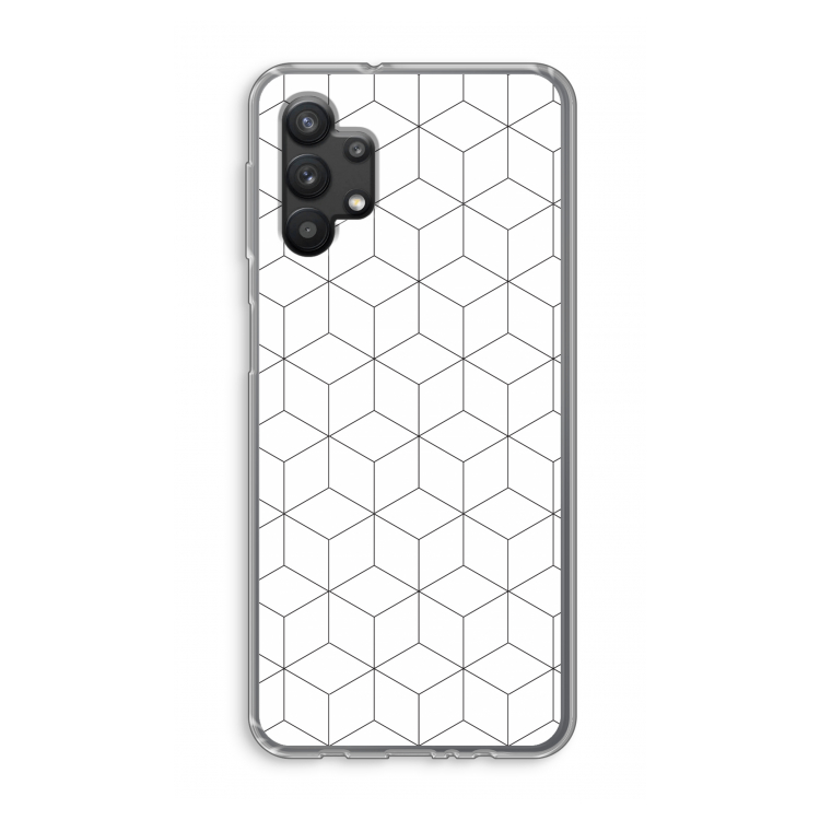 Zwart-witte kubussen: Samsung Galaxy A32 5G Transparant Hoesje