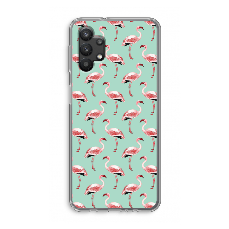 Flamingoprint groen: Samsung Galaxy A32 5G Transparant Hoesje