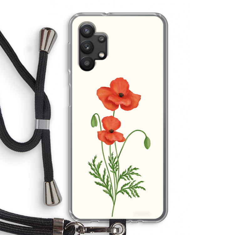Red poppy: Samsung Galaxy A32 5G Transparant Hoesje met koord