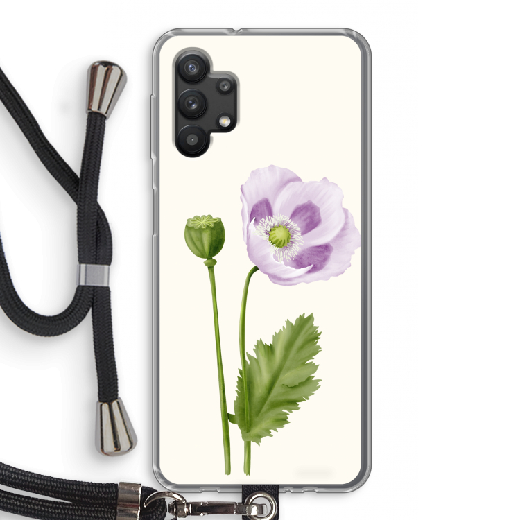 Purple poppy: Samsung Galaxy A32 5G Transparant Hoesje met koord