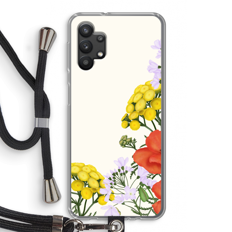 Wilde bloemen: Samsung Galaxy A32 5G Transparant Hoesje met koord