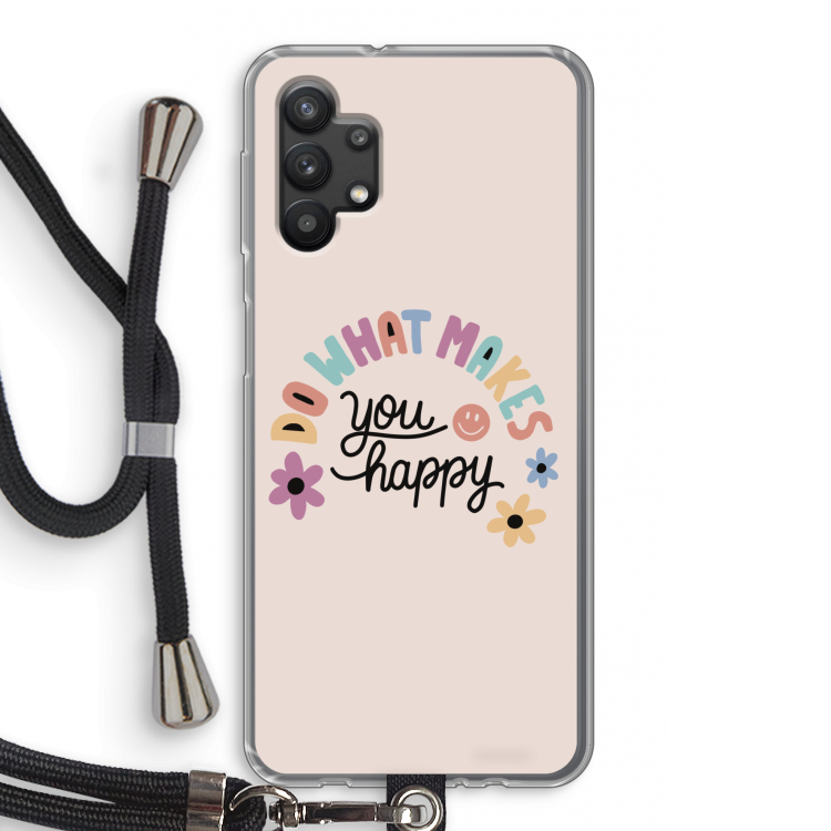 Happy days: Samsung Galaxy A32 5G Transparant Hoesje met koord