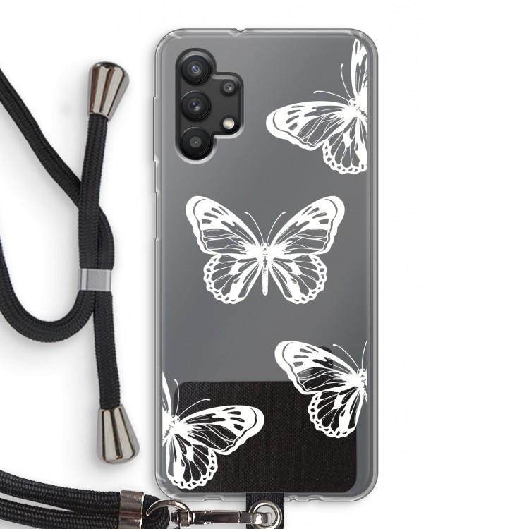 White butterfly: Samsung Galaxy A32 5G Transparant Hoesje met koord