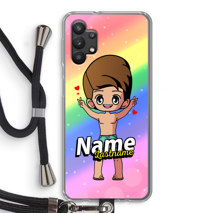 Chibi Maker man: Samsung Galaxy A32 5G Transparant Hoesje met koord