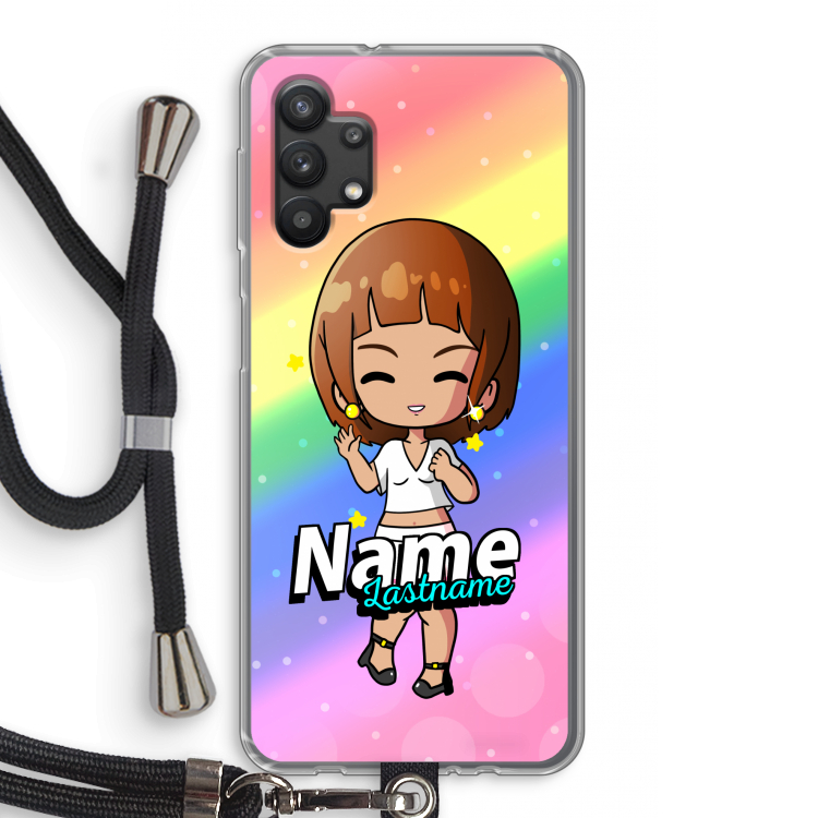 Chibi Maker vrouw: Samsung Galaxy A32 5G Transparant Hoesje met koord