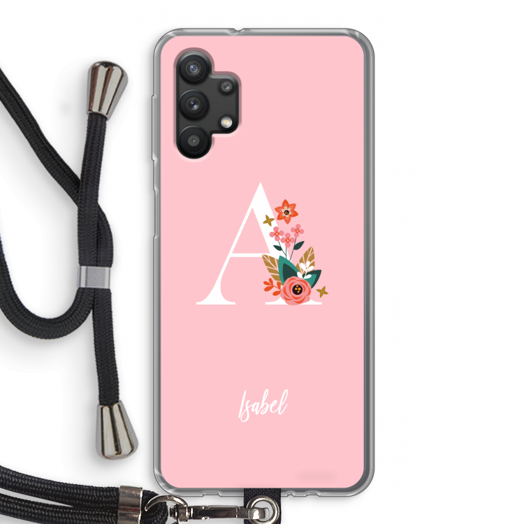 Pink Bouquet: Samsung Galaxy A32 5G Transparant Hoesje met koord