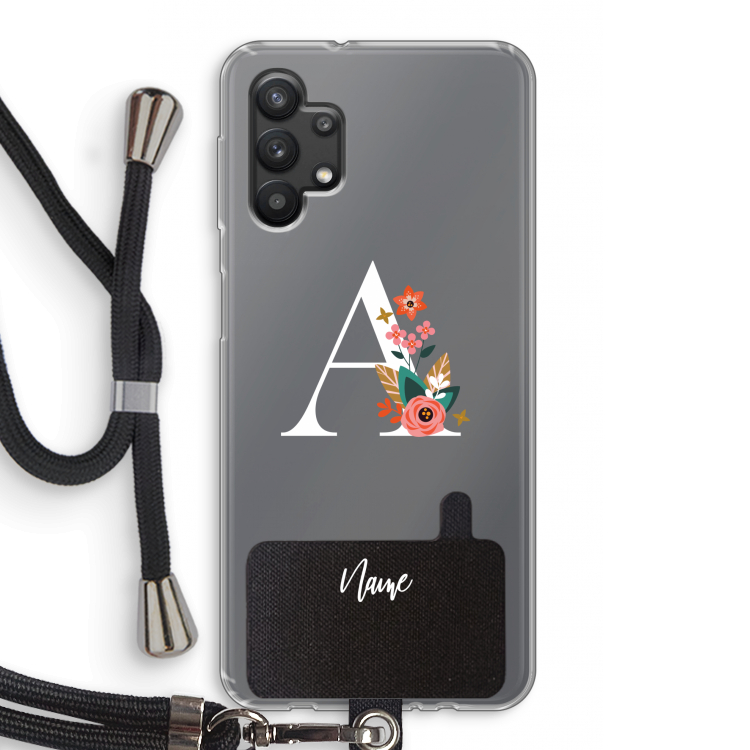 Pink Bouquet: Samsung Galaxy A32 5G Transparant Hoesje met koord
