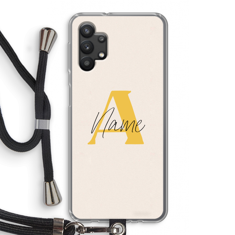Amber Script: Samsung Galaxy A32 5G Transparant Hoesje met koord