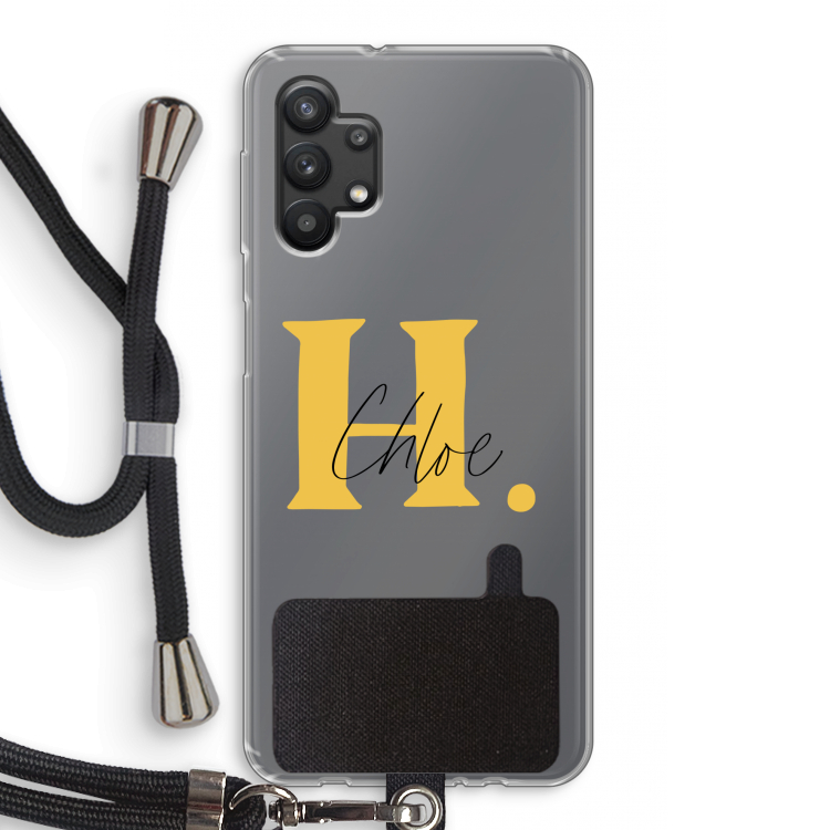 Amber Script: Samsung Galaxy A32 5G Transparant Hoesje met koord