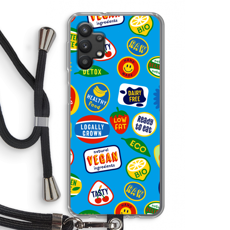 Fruitsticker: Samsung Galaxy A32 5G Transparant Hoesje met koord